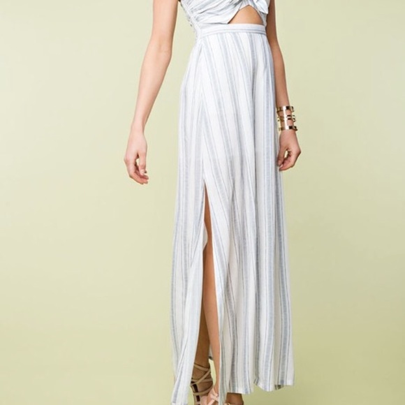 Striped Maxi Romper Dress With Cutouts and Slits - Picture 3 of 7